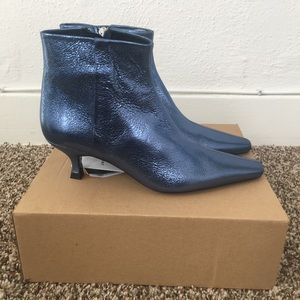 Metallic Leather Booties
